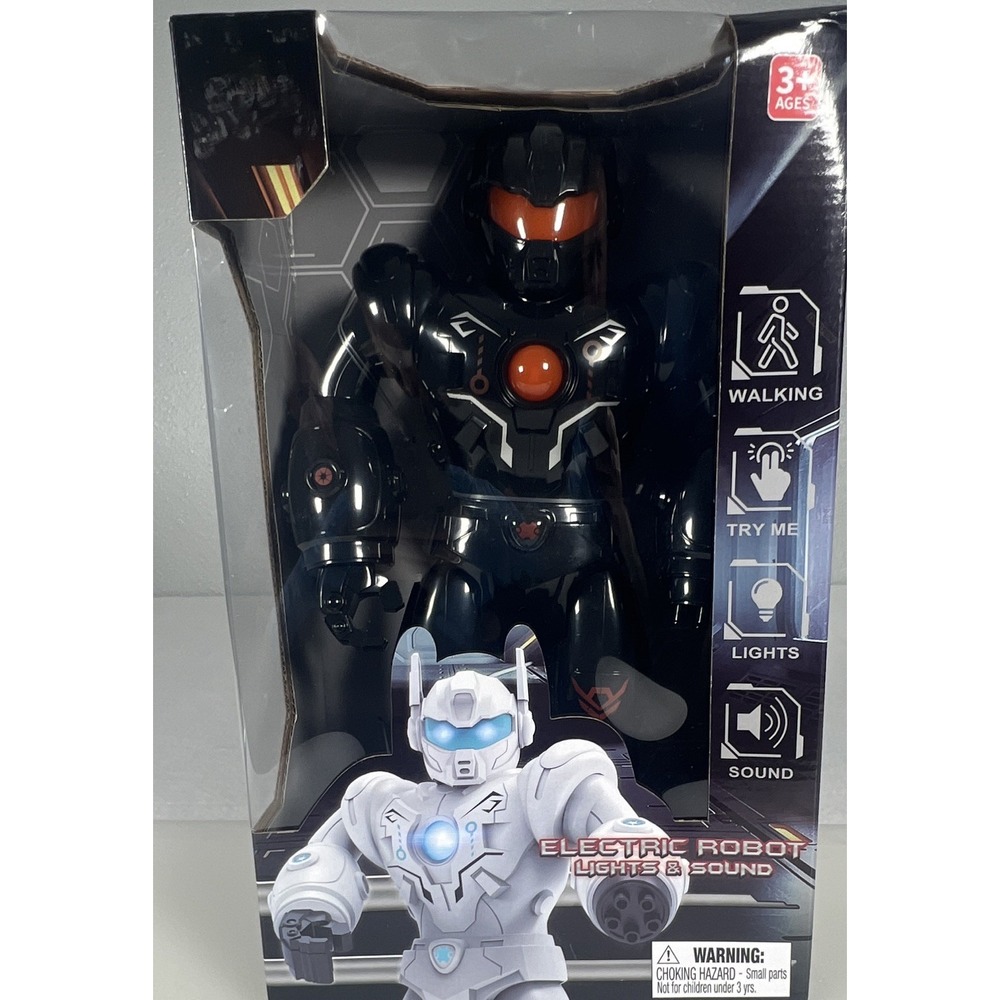 Electric Robot Lights & Sound Toy Kids Unisex OS Black NIB Walking Action Figure
